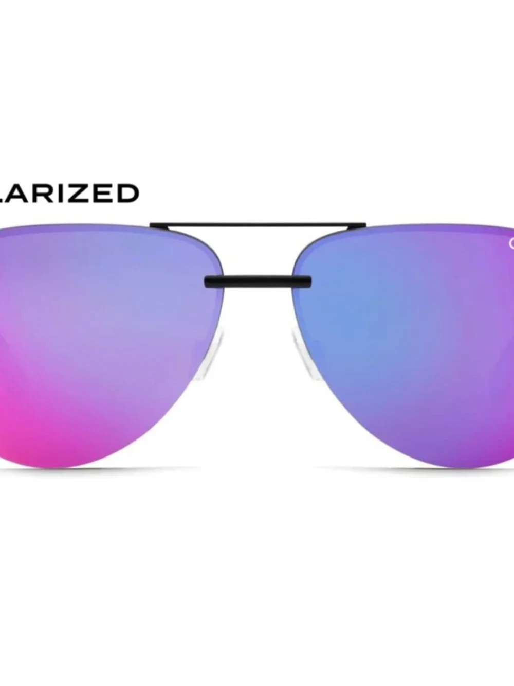 NEW Quay Australia Sunnies THE PLAYA Aviator Polarized Sunglasses BLACK / PINK